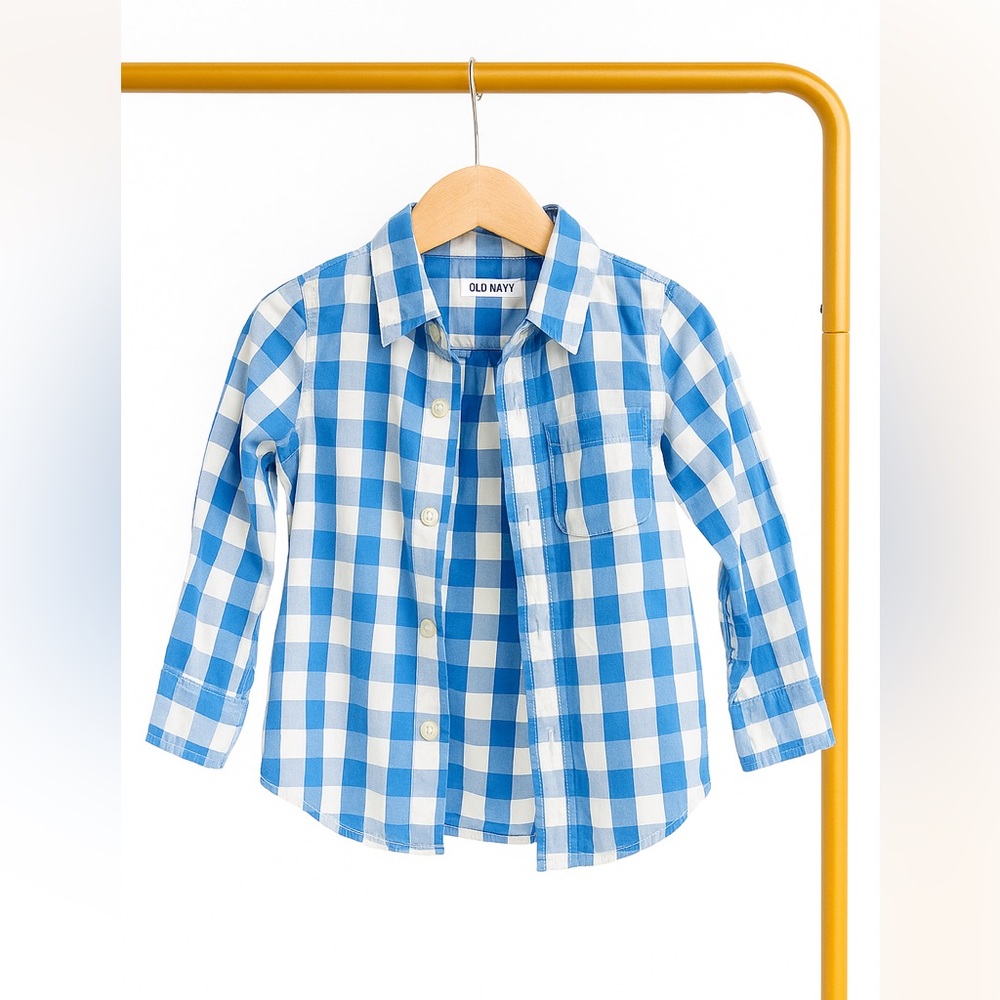 J. Crew Kids Blue and White Checkered Shirt